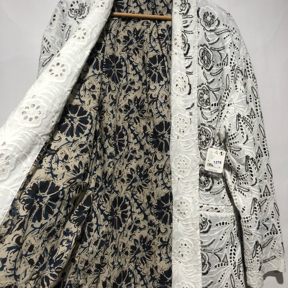 Free People Womens Venus Eyelet Lace Jacket White / Black Size M $528 - Picture 6 of 11